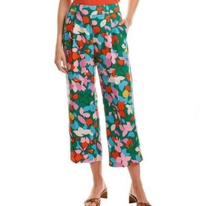J. Crew Womens Wide Leg Linen Blend High-rise Confetti Floral Pants Plus Size 14